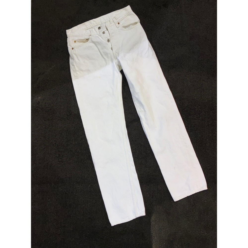 Vintage Levis 501-0651 White Denim Jeans Made in USA Button Fly 29x32